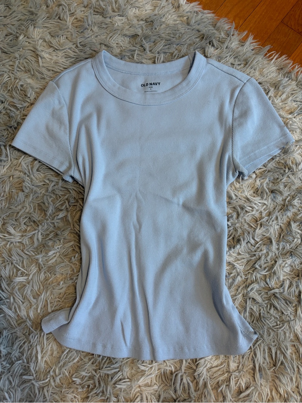 Old Navy Pale Blue Ribbed Short Sleeve Tee